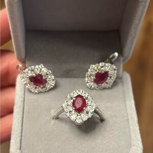 Set!!  Elegant Natural Madagascar Ruby Ring -7 and Earrings 925 Sterling Silver